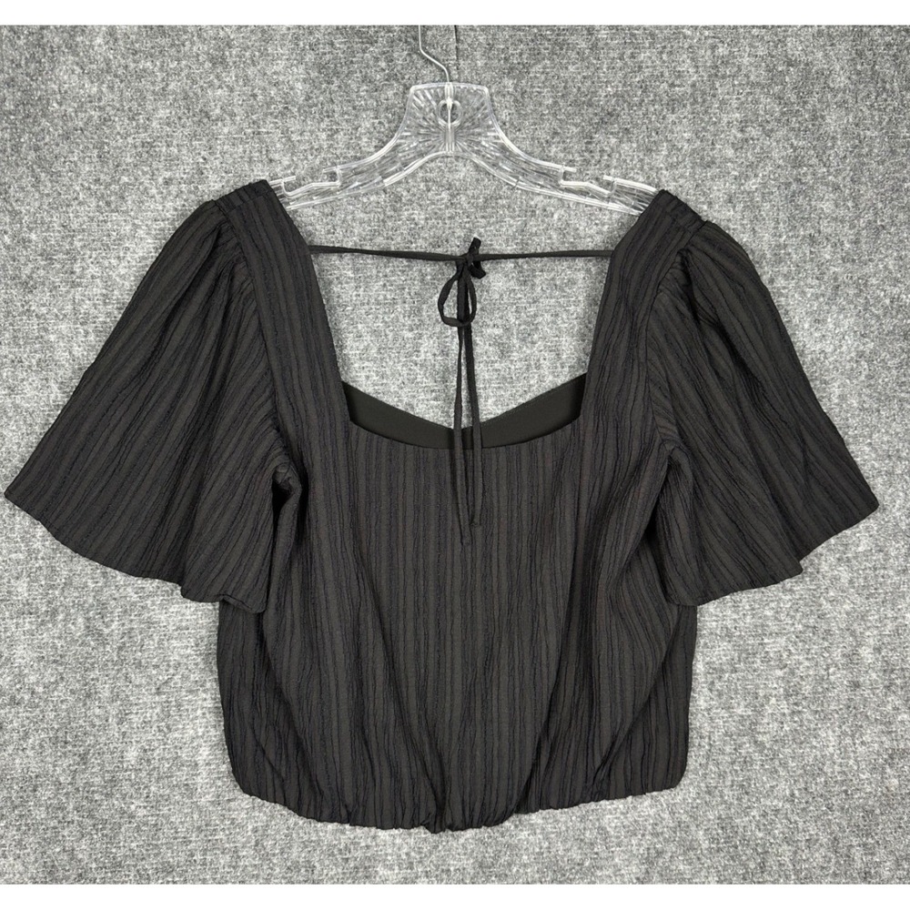 ASTR The Label Womens Tie Back Flutter Sleeve Top Size S Black Blouse - Picture 4 of 9